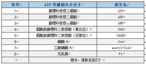 BTP可检测ATP代谢相关小分子